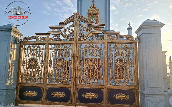 mẫu cổng inox đẹp, cổng inox sơn nung, cổng inox mạ màu